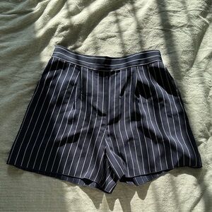 Babaton High Waist Navy Pinstripe Shorts